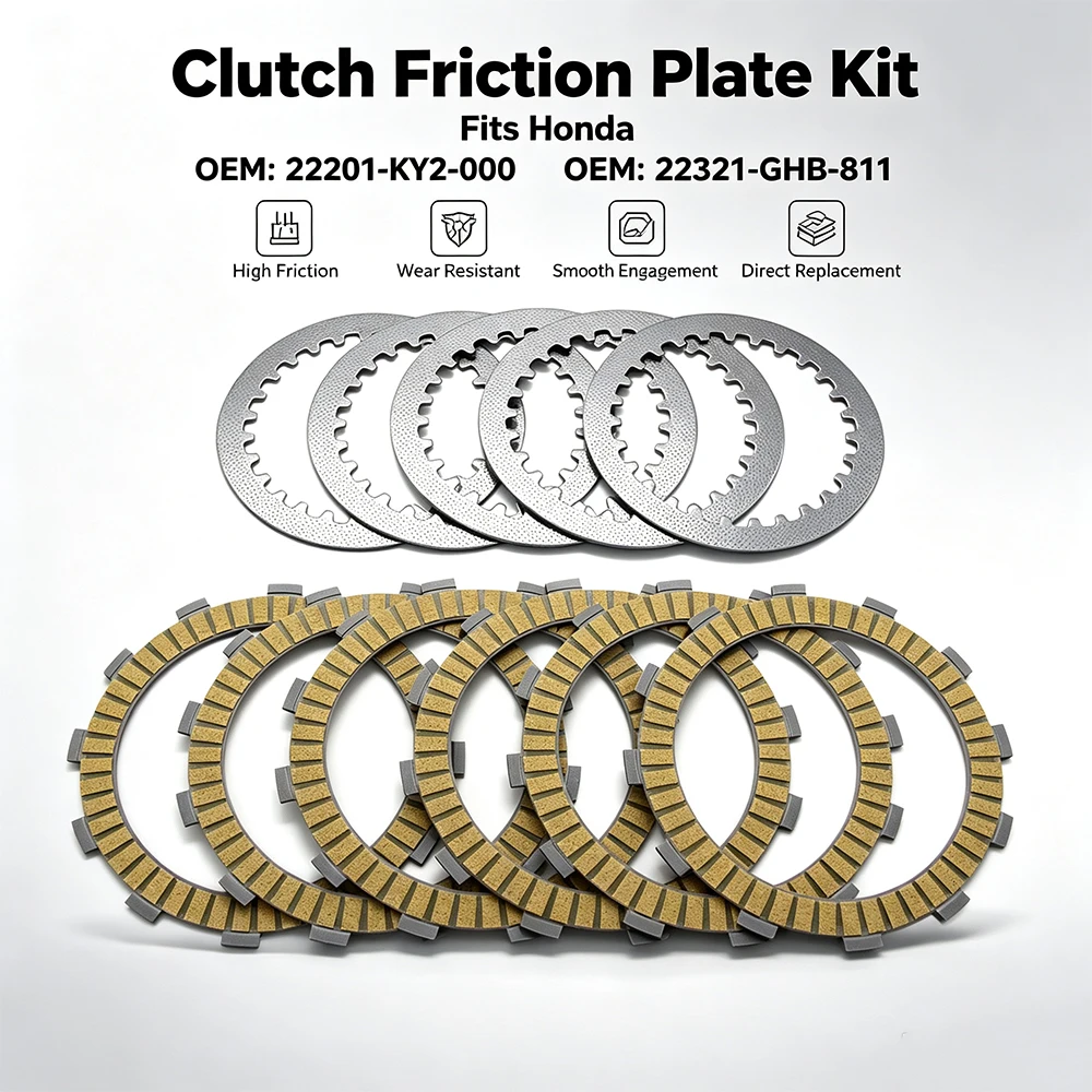 Motorcycle Friction Clutch Plates For Honda CB500K CB550 CB550SC A  CB650SC AC NIGHTHAWK 650 OEM:22201-KY2-000  22321-GHB-811