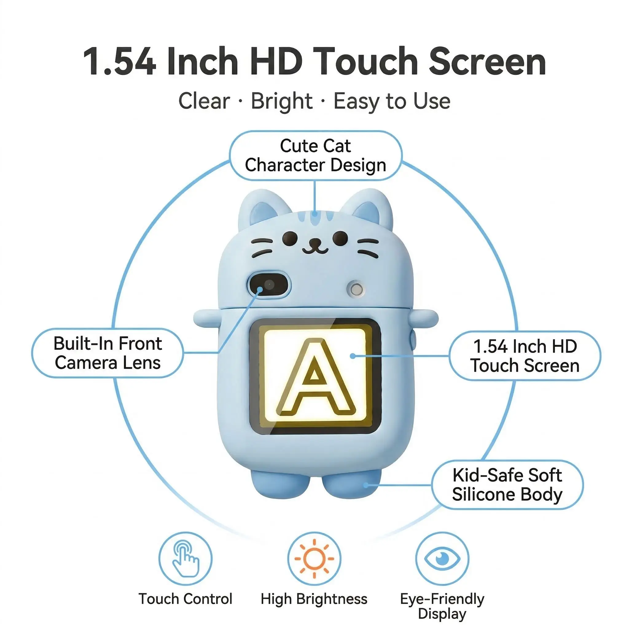 Wearable Kids Camera Watch 3 in 1 Rotatable Lens Touch Screen Cartoon Sports Toddler Digital Camera Smartwatch Camara Children