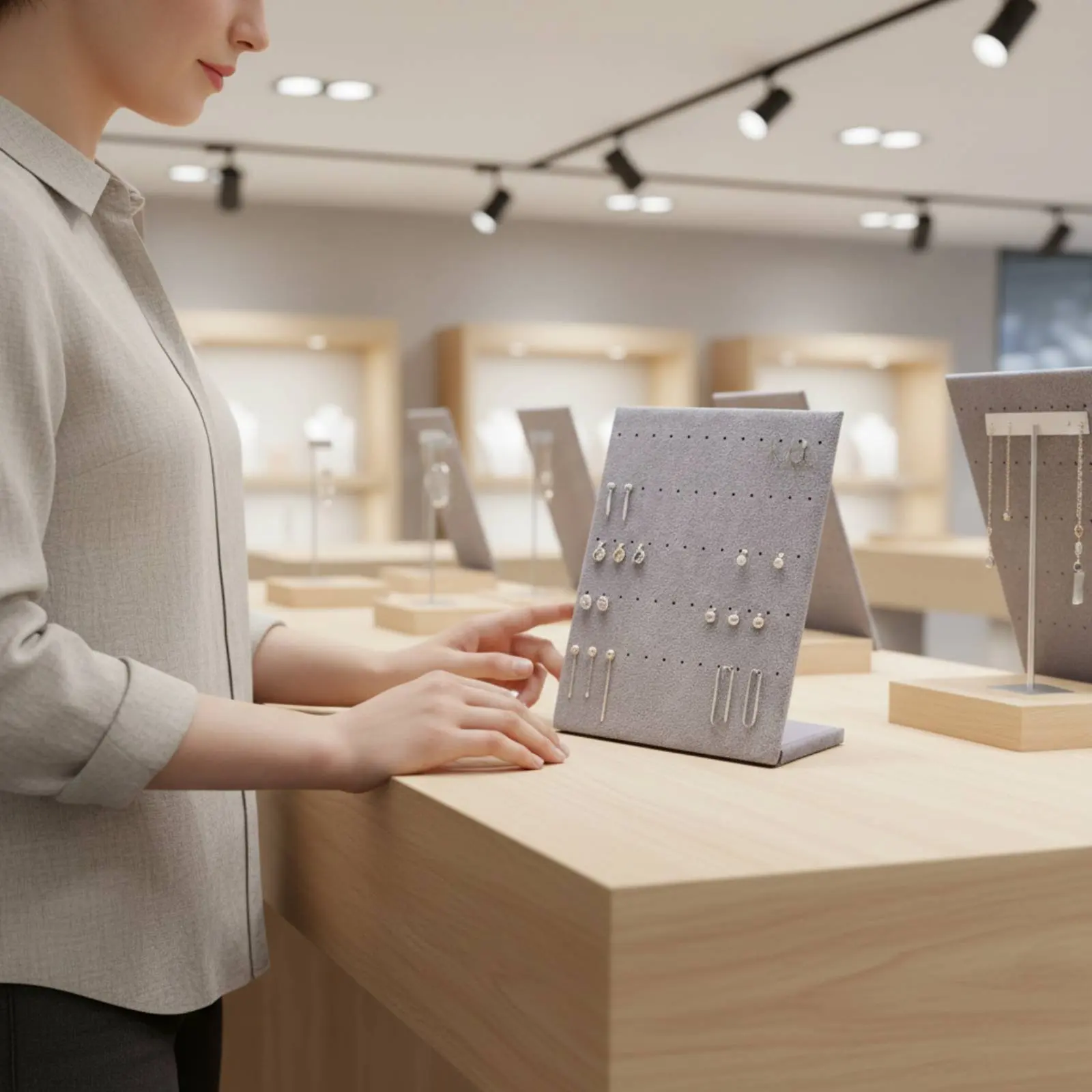 Jewelry Display Stand Multi-Functional Freestanding Jewelry Display Slotted Band Holder Double-Use Scuff Protection