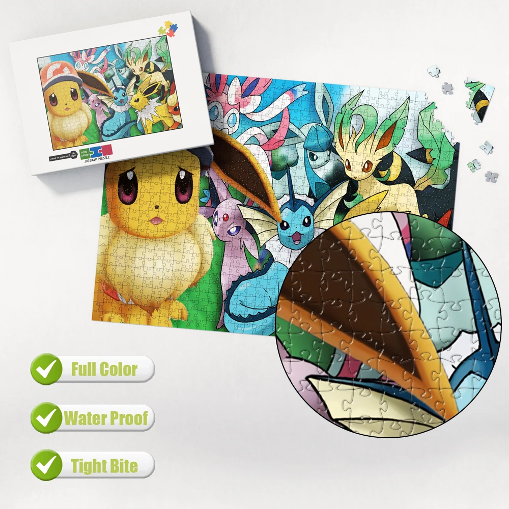 

Pokemon Characters Jigsaw Puzzles 1000 Pieces Montessori Educational Toys for Kids Adults Brain Teaser Home Relax Activity Game