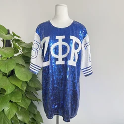 Greek Fashion shining hip hop Sorority jerseys Zeta Phi Beta Top Sequin T shirts