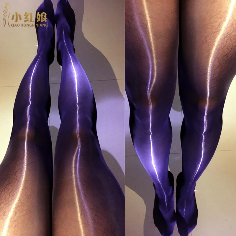 Sexy Men 8D 912PIN Shiny See Through U Convex Pouch Stockings Open Close Sleeve Tight Sheer Glossy Pantyhose Tights Plus Size