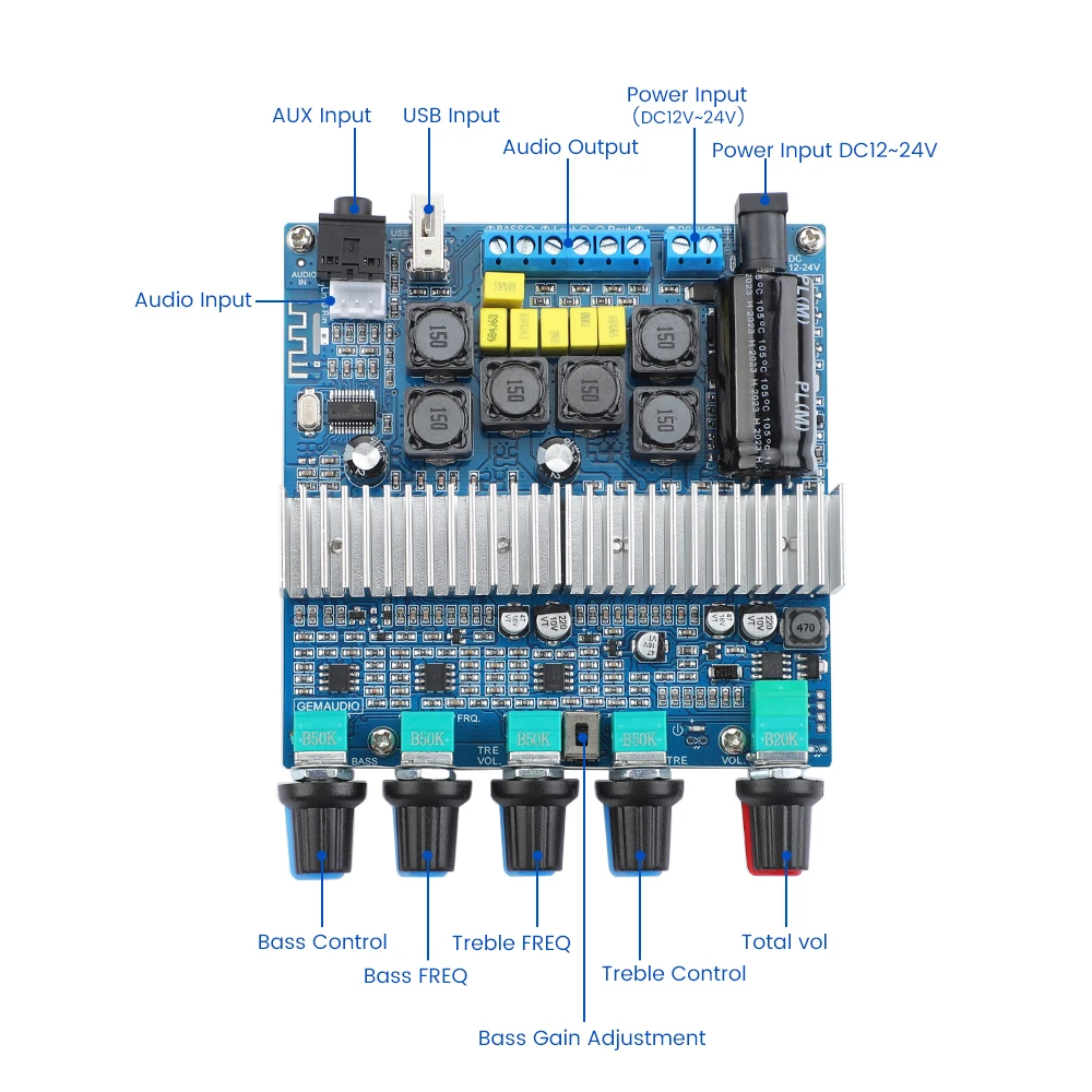 Aiyima aktualisiert tpa3116 Subwoofer Verstärker Audio Board 2,1 Hifi Verstärker USB Amp Bluetooth 5,0 Leistungs verstärker 2x50W W