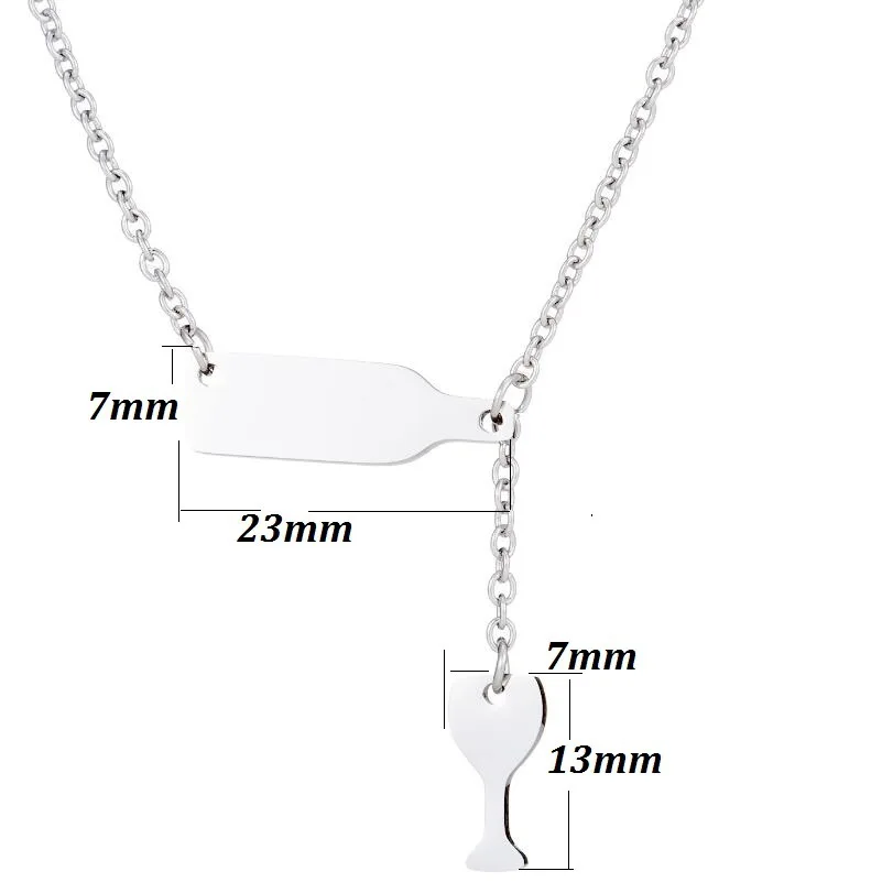 2025 New fashion simple stainless steel wine bottle long chain necklace women's pendant Valentine’s Day Jewelry gifts