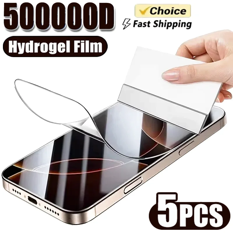 

5Pcs Full Cover Hydrogel Film For iPhone 15 12 13 14 11 Pro Max Screen Protector For iPhone 16 PRO XR XS MAX 7 8 Plus Not Glass