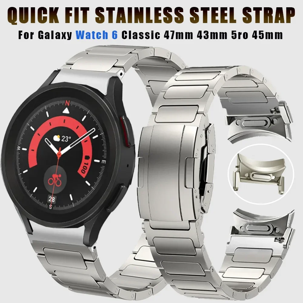 

No Gaps Quick Fit Luxury Titanium Strap For Samsung Galaxy Watch 6 Classic 47mm 43mm 40 44mm 5Pro 45mm Band For 4Classic 42 46mm