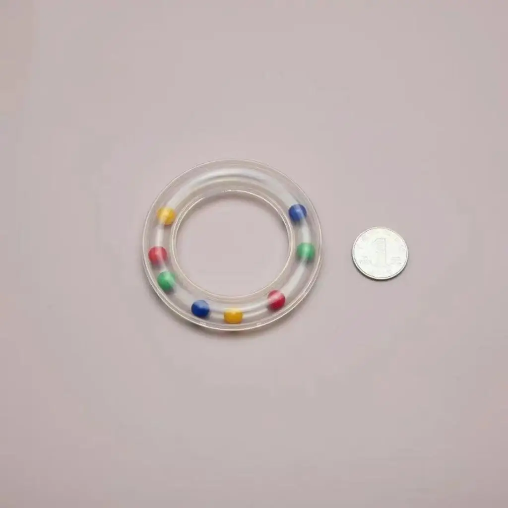 Lovely Educational Plastic Rattle Round Ring Transparent Bracelet with Color Bead Noise Maker Sensory Training Toy For Baby Kid