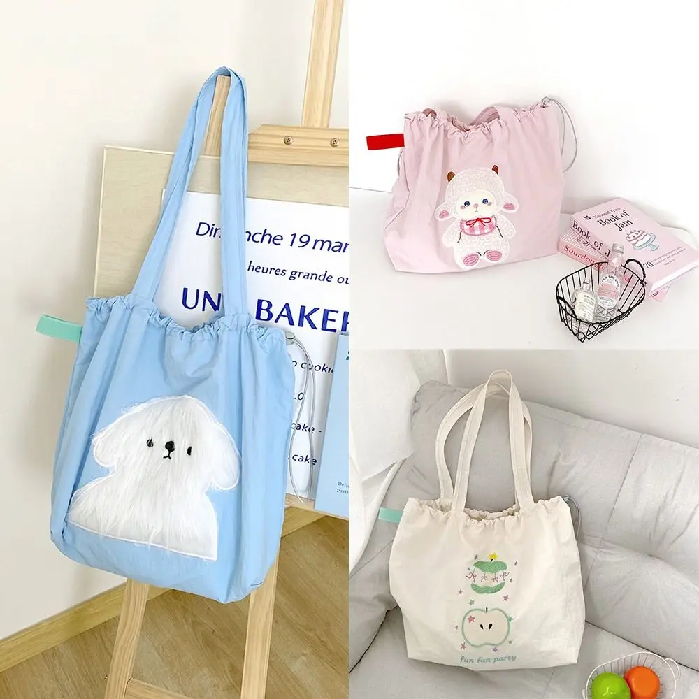 New Design Large Capacity Handbags Polyester Bowknot Shoulder Bags Harajuku Cute Dog Pattern Satchels Bag Daily Use