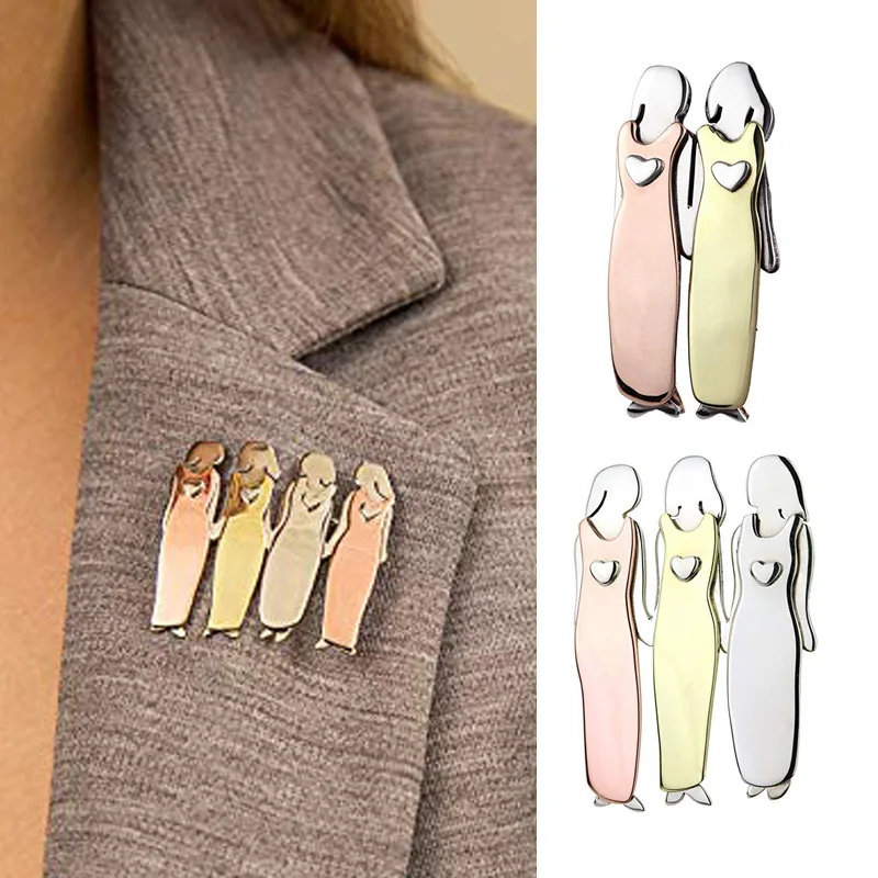 Fashion European And America Best Friends Sister brooch Women Pin Jewelry