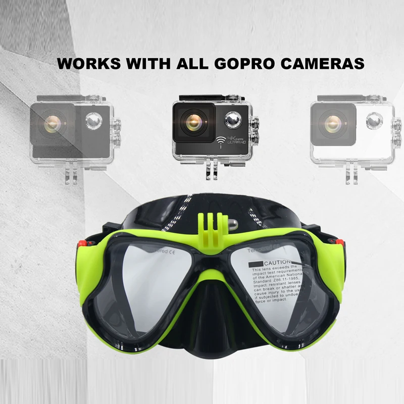 Masque de plongée en apnée professionnel, lunettes de natation sous-marine, compétitivité siciale, support de caméra pour GoPro