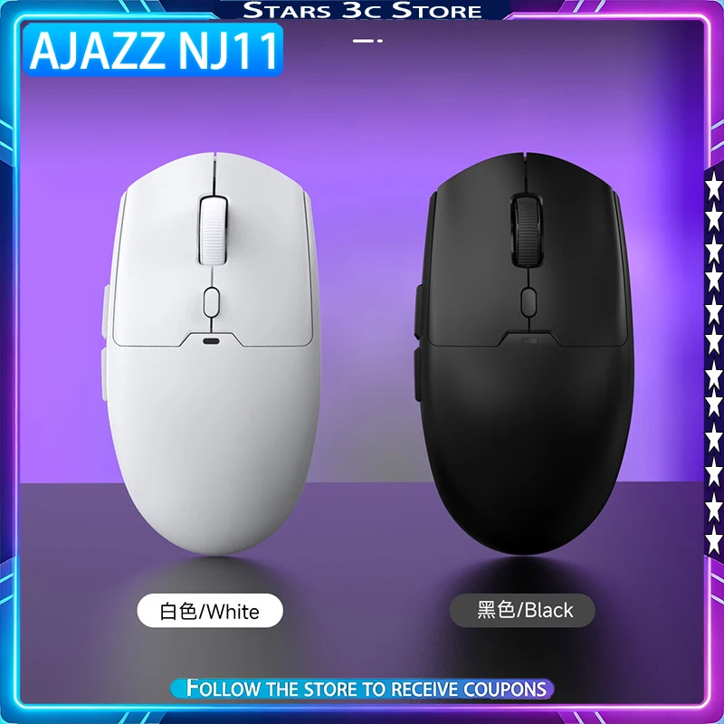 Ajazz NJ11 Wireless Mouse Bluetooth Tri Mode 6-speed DPI Lightweight Ergonomic Portable Gaming Office Mouse Computer Accessory