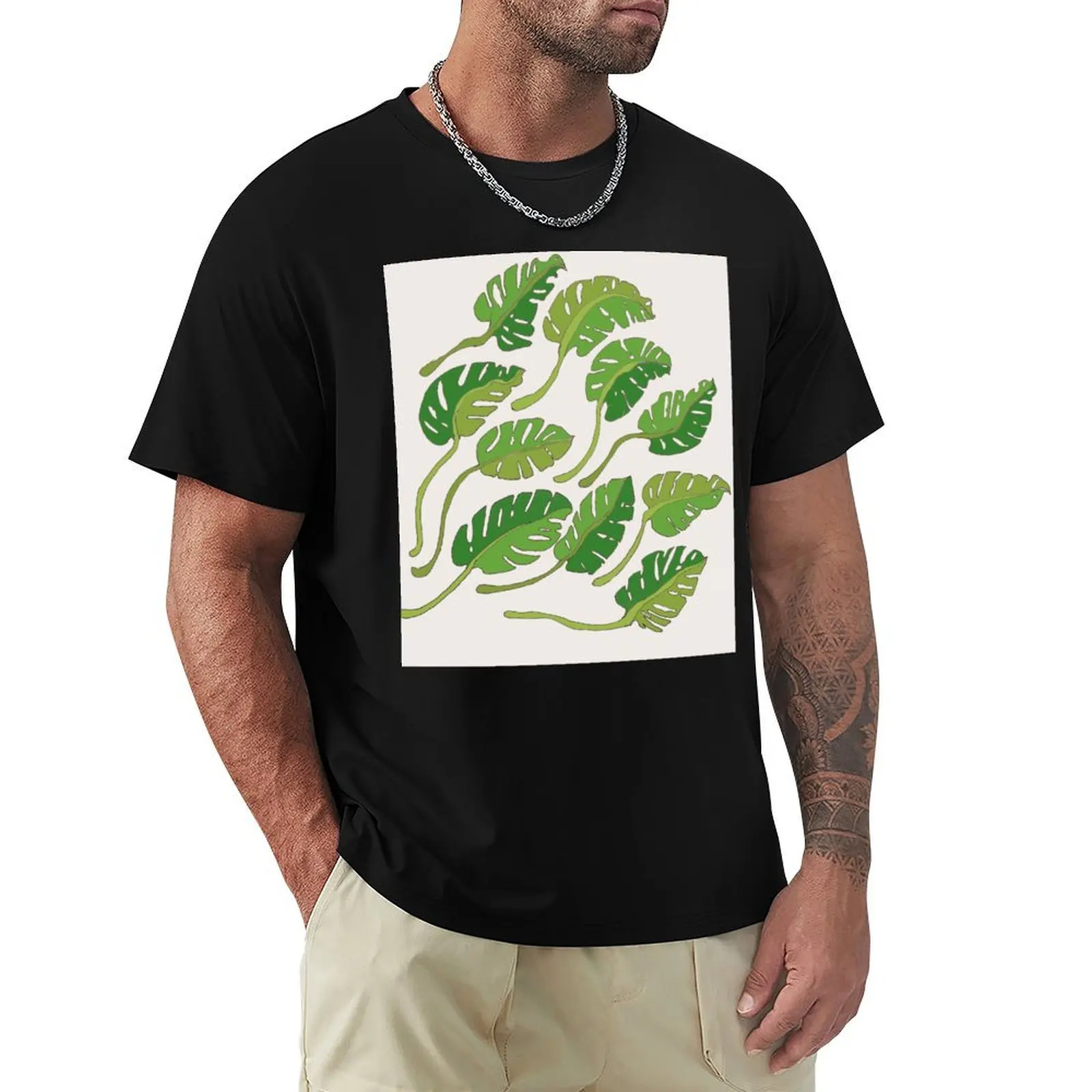 

Monstera Plant Leaves T-Shirt blue lock vintage clothes sweat man clothes Men's t shirts