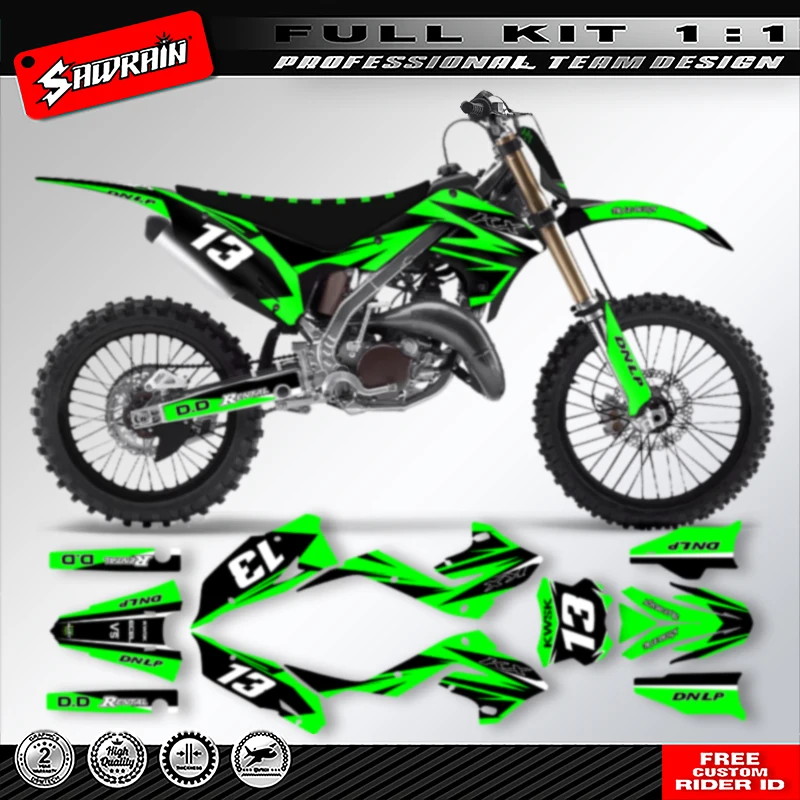 Sawrain Motorcycle Graphics Decal Stickers Kits For KAWASAKI Polisports restyle KX125 KX250 2003 2004 2005 2006 2007 2008 005