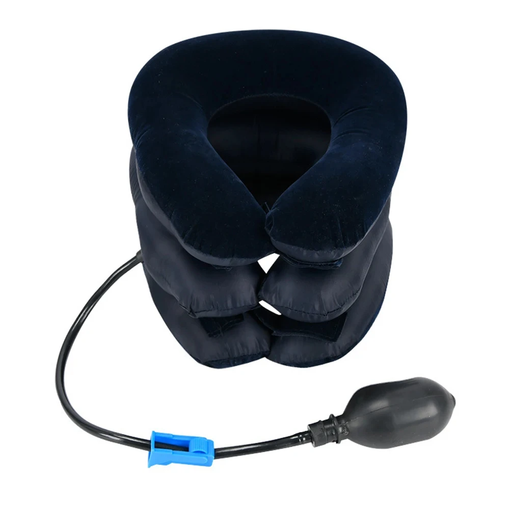 

Inflatable Neck Stretcher Support Air Cervical Traction 3 Tubes Neck Braces Stress Relief Relaxation Men Women for Home Office
