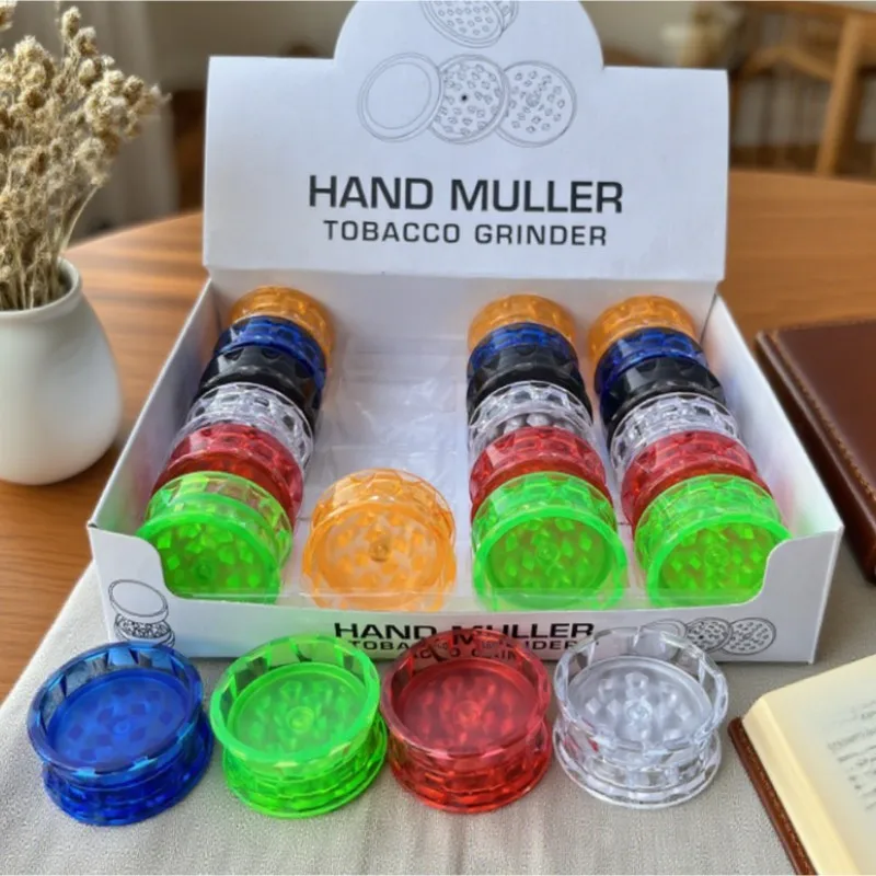 24 unids/lote 2 capas de plástico molinillo de hierbas especias mano Cursher moledores de hierba accesorios para fumar