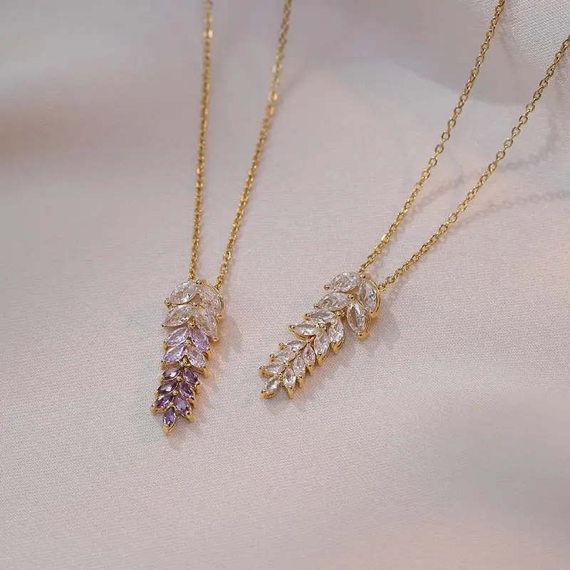 Gold Plated Necklace Jewelry Lightweight Everyday Accessories  Copper, Seeds, Ears of Wheat.