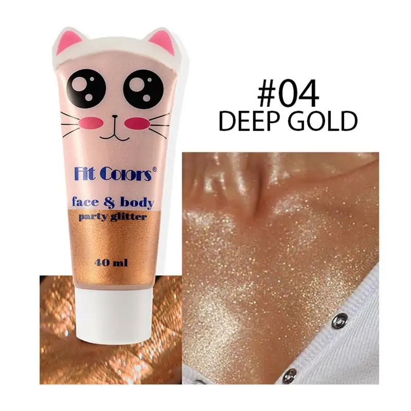 Glow Bronzer Glitter Shimmer Face Body Glow Illuminator Non appiccicoso Liquid Body Highlight Illuminator White Pink Gold Deep Gold