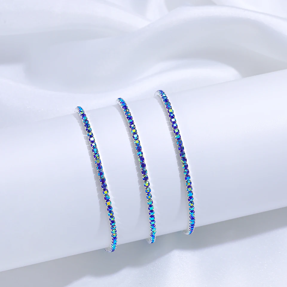 3PCS Colorful Glass Crystal Elastic Fashion Bracelet On Hand  For Women Jewelry Party Gift Girl Wholesale Bangles
