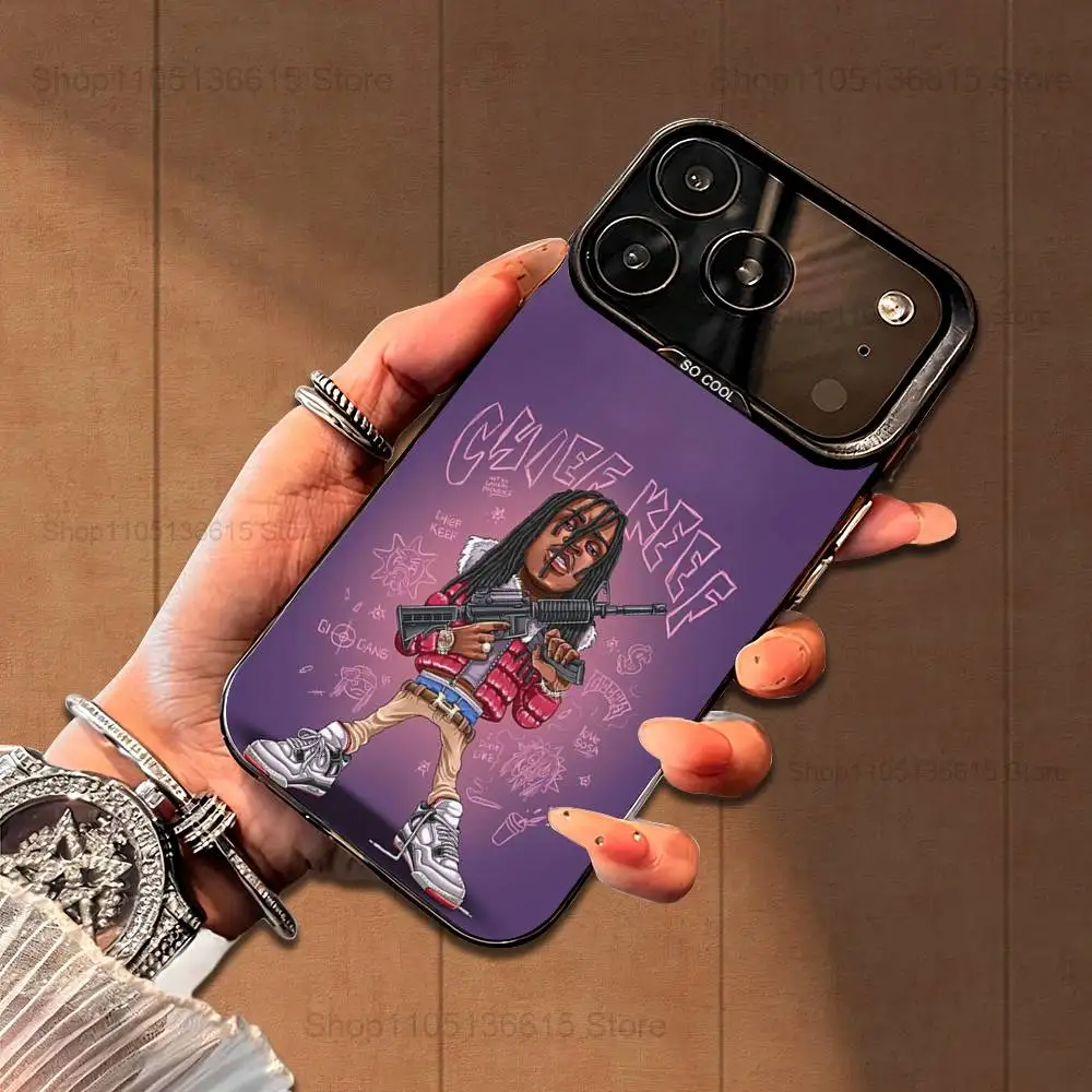 Casing Rapper C-CHIEF K-KEEF Untuk iPhone 16,15,14,17,13,12,11,Mini,Pro,SE,XS,MAX, Penutup Silikon Hitam Matte