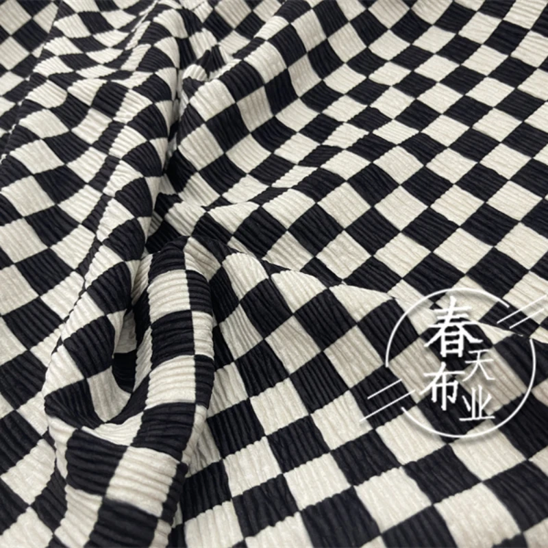 Velvet Checkerboard Grid Fabric Thickening Fashion Design Spring Autumn for Diy Sewing Suit Dress Clothing Wholesale Cloth