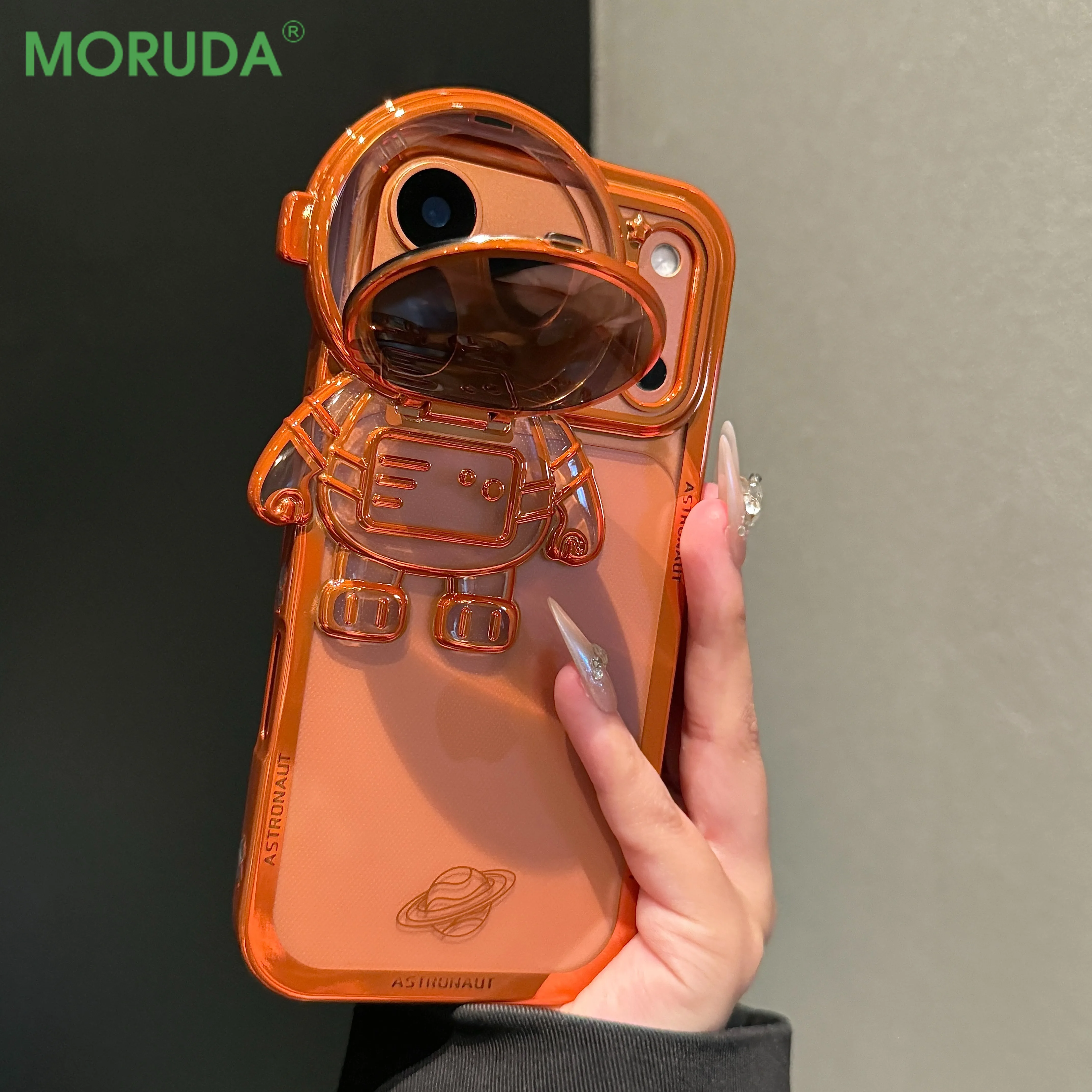 جديد الكرتون رائد الفضاء مطلي جراب هاتف آيفون 17 16 15 14 13 12 برو ماكس زائد كاميرا حماية قوس غطاء واضح #1