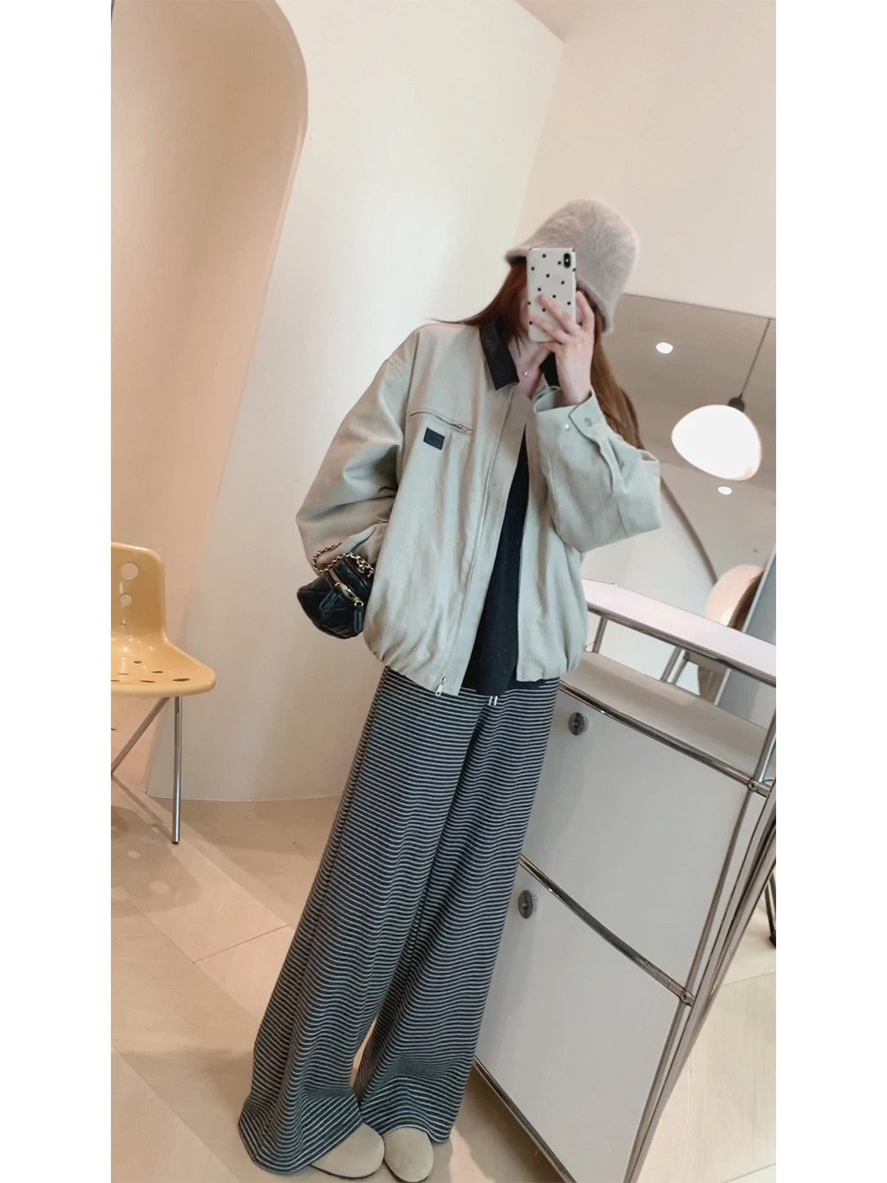 

Barn Sle Patchwork Collar Workwear Cotton Jaet Outerwear KG42 Winter Collection Ladies Faion Cotton Coat