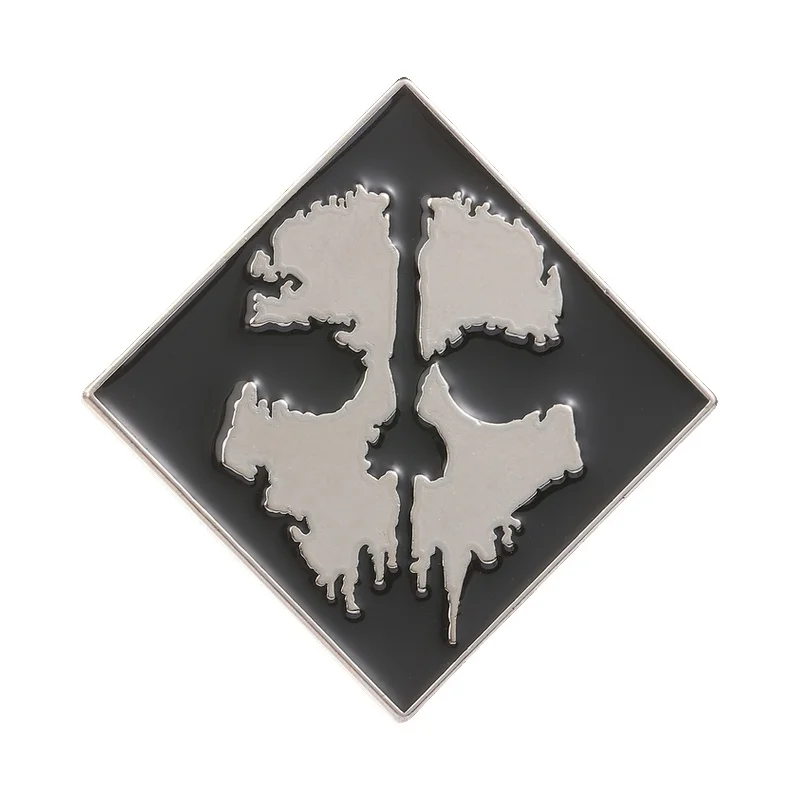 Punk Broken Ghost Skull Face Mask Badge Enamel Pin Gothic Game Inspired Diamond Shape Lapel Pin Backpack Jewelry Gift for Friend