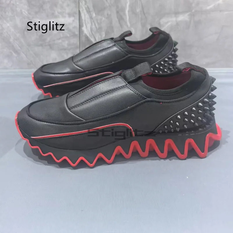 Zapatos informales de suela gruesa para hombre, zapatos deportivos informales de cuero, zapatos transpirables para parejas, zapatillas sin cordones para Otoño e Invierno