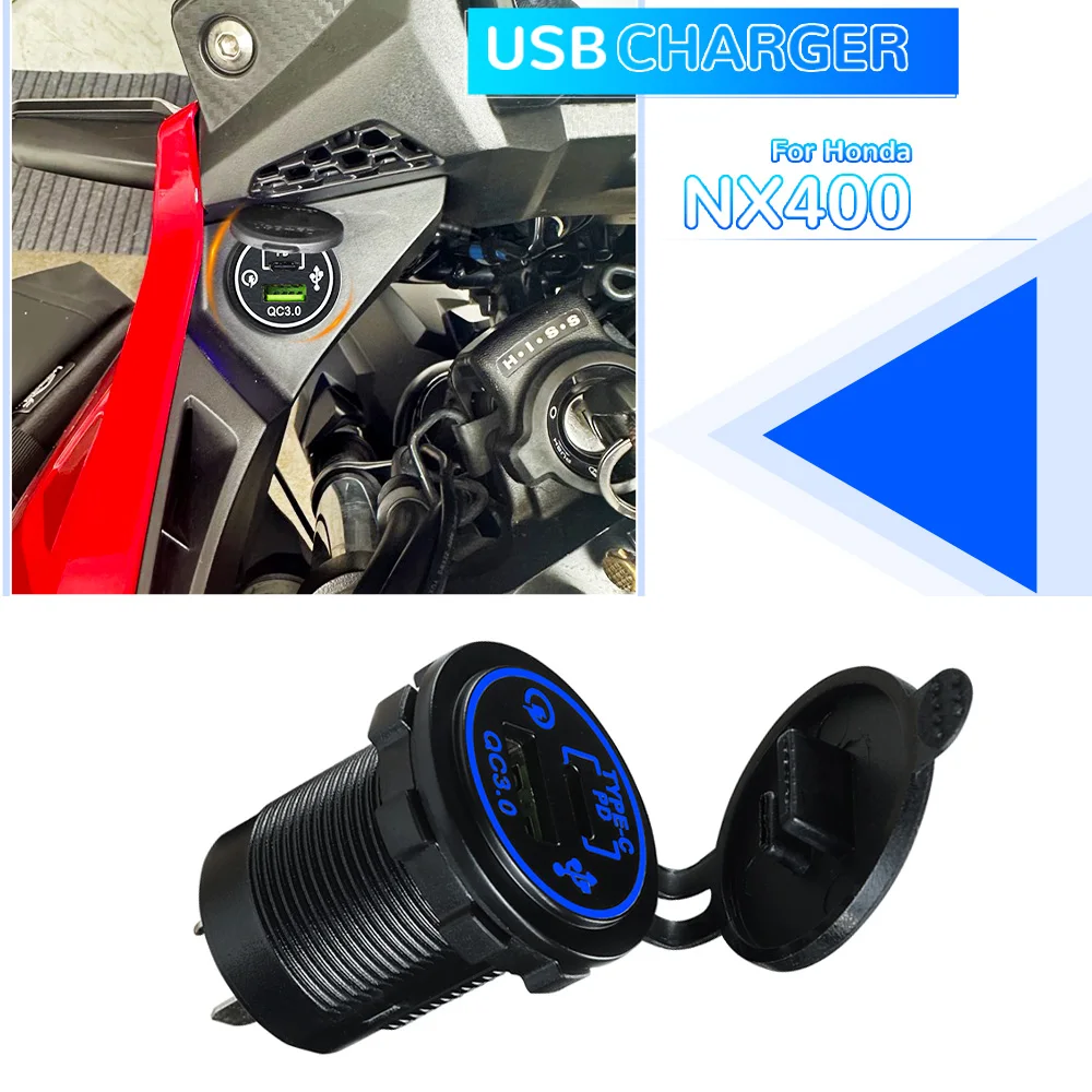 12V 24V QC3.0 USB Type C PD Fast Charger Power Adapter Plug Socket Motorcycle Accessories  For Honda NX400 2024 NX 400