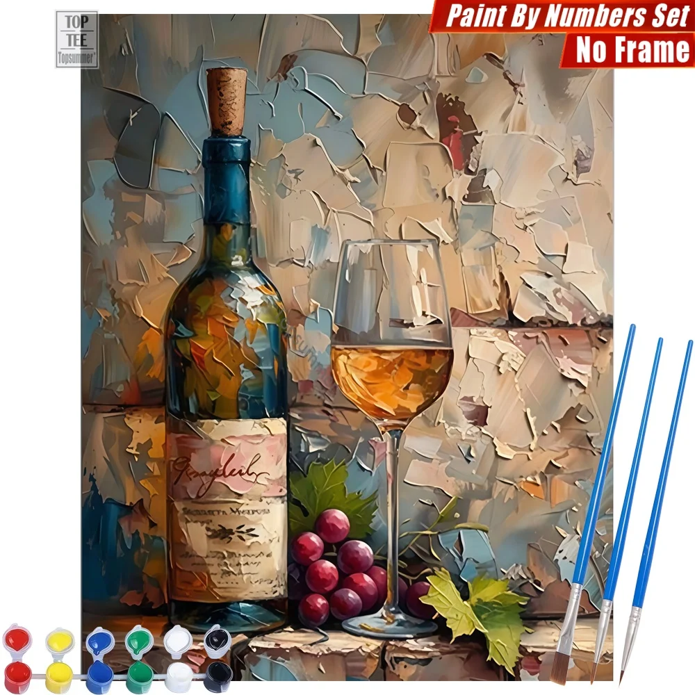 Kit de pinturas al óleo digitales con diseño de bodeguero - Uvas con textura rústica, decoración para el hogar y dormitorio, regalo de Halloween para papá