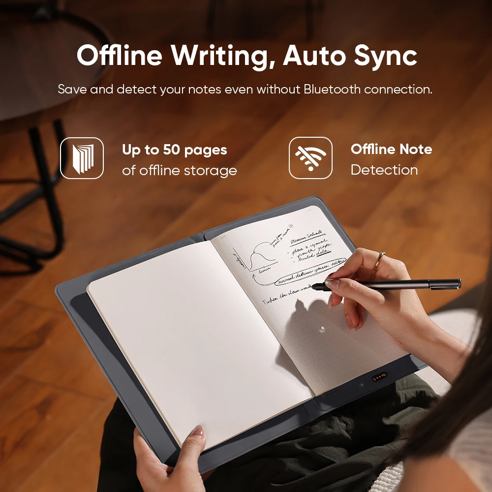 스마트 노트북 XPPen Note Plus (A5 용지, 1000mAh 배터리, 스마트 잉크펜, 안드로이드/iOS 기기 블루투스 연결 지원)