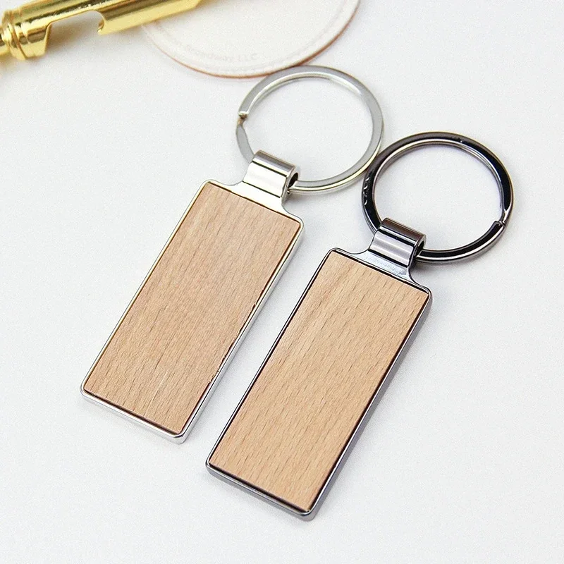 النقش بالليزر شعار مزدوج الجانبين خشبية سلسلة مفاتيح معدنية مخصصة الخيزران ارتفع الجوز الخشب المفاتيح تخصيص غرفة رقم مفتاح سلسلة #5