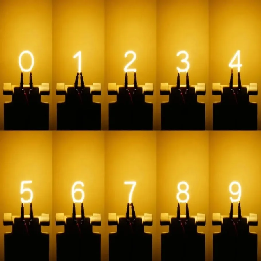 0‑9 Digital Filament Number Lamp 2.7‑3V Low Voltage Number Light Bulb Warm Cool White Light for DIY Digit Letter Sign Decoration