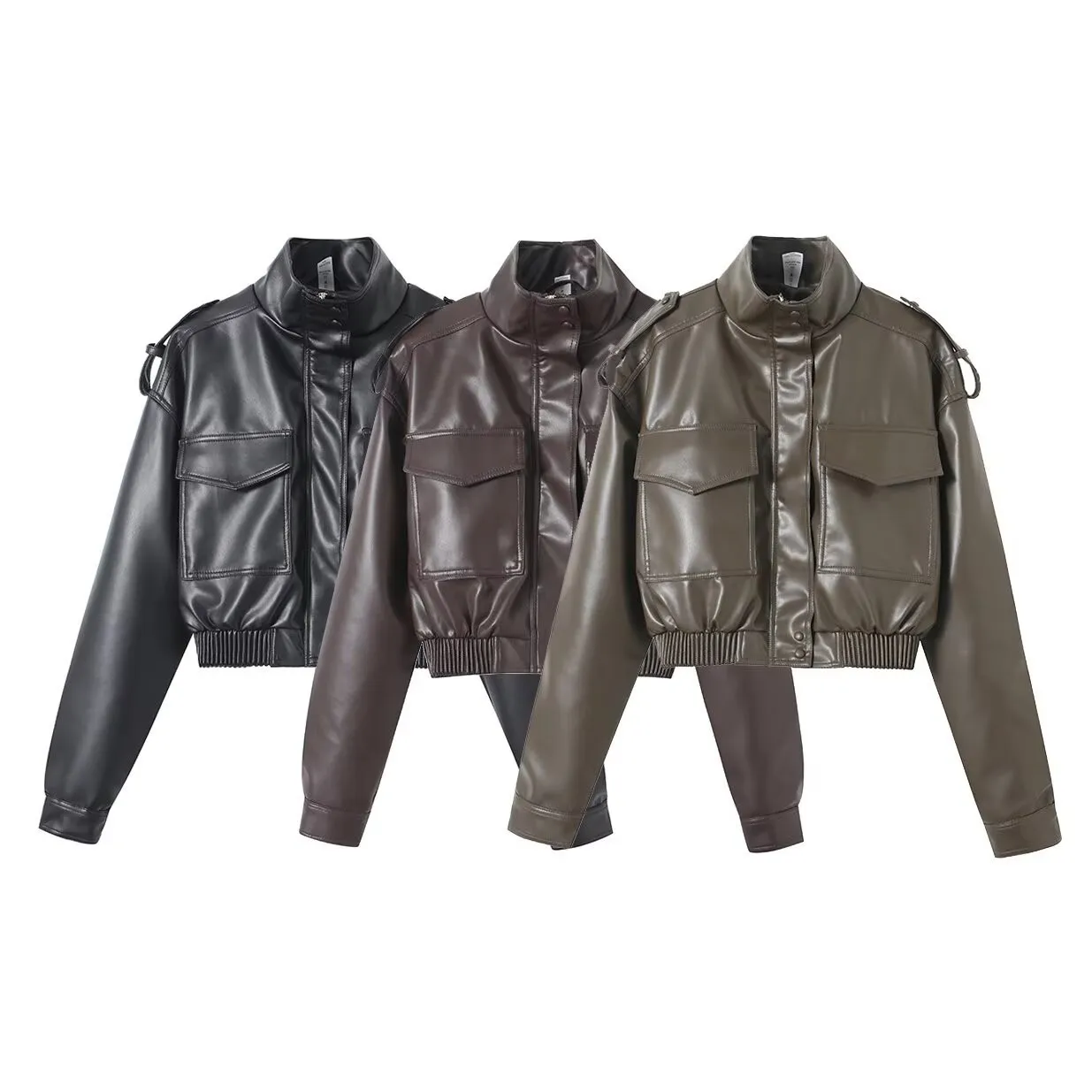 Women's Spring Autumn Bomber Jacket Casual Stand Collar Slim Fit Short Length Long Sleeve Zipper Wrinkle Resistant Women's