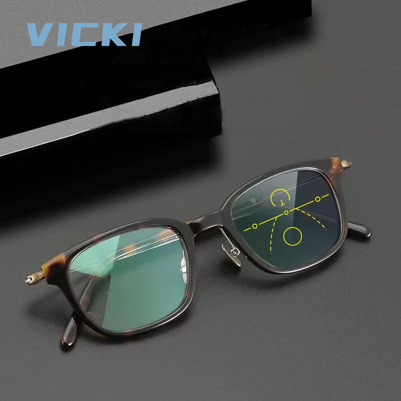 

VICKI Мужские и женские модные металлические очки в стиле ретро — настраиваемые по рецепту — с защитой от синего света — мультифокальные очки 1090