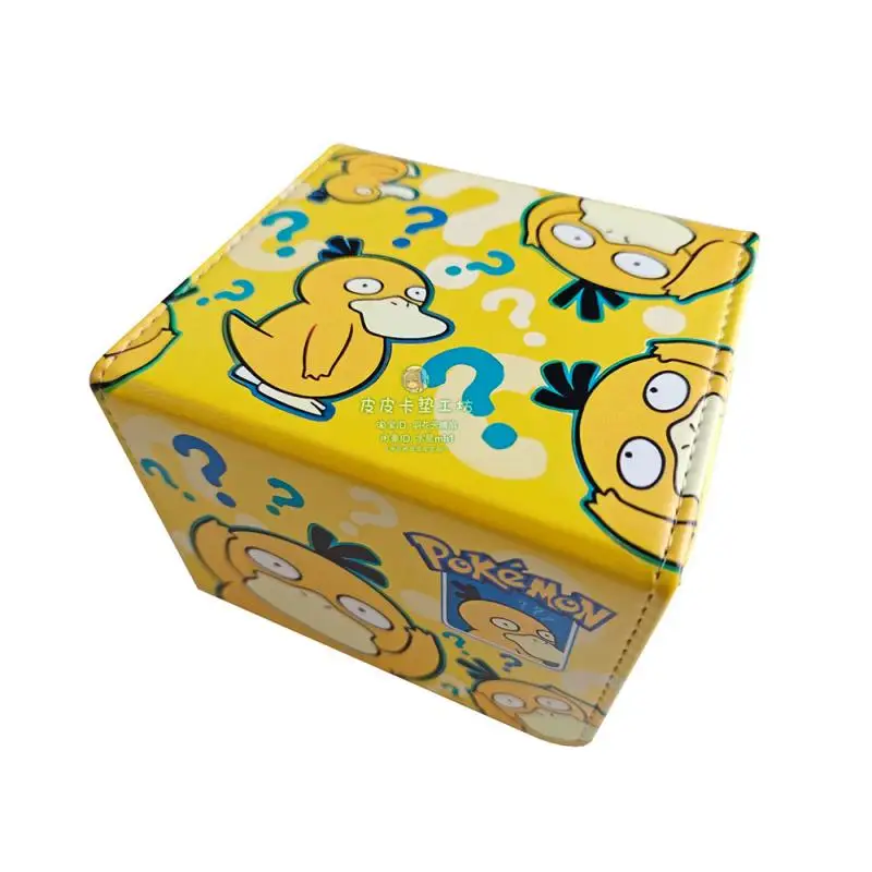 

Cartoon Psyduck DTCG DIY Large Capacity Leather Card Box Thickened Anime Game Collection Card Storage Box 10.2x9.5x8.2cm