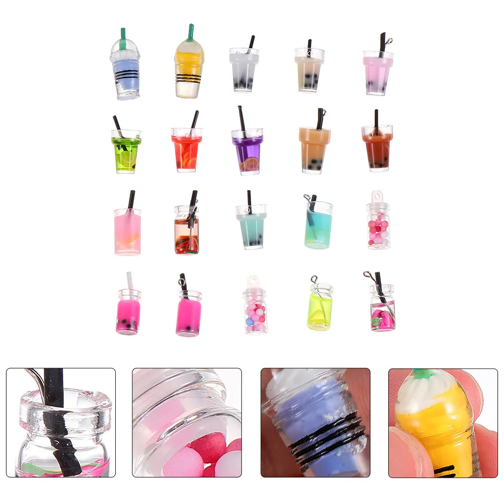 30pcs Vivid Resin Milk Tea Charms – Mini Drink Cup Pendants for DIY Jewelry, Craft & Desktop Decoration