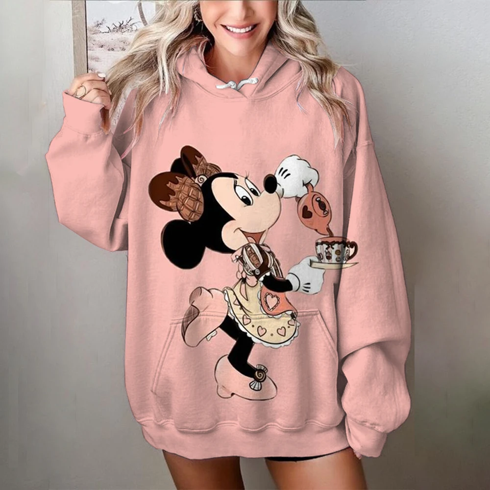 2024 Autumn Street Harajuku Fashion Women\'s Top Christmas New Mickey and Minnie Pattern Children\'s Casual Hoodie y2k