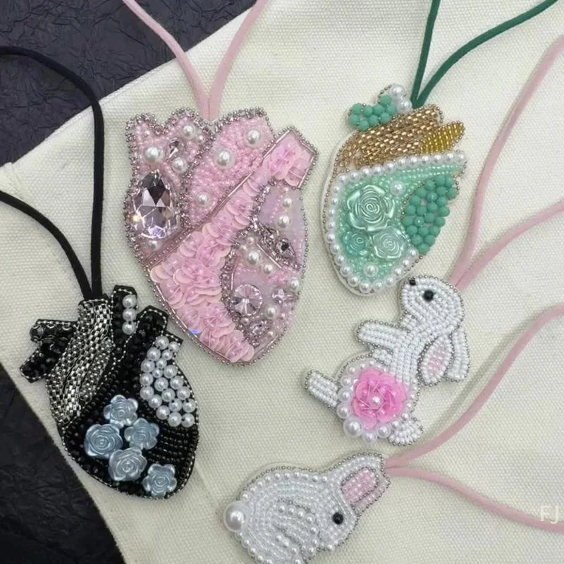 

[YU] Веревочный значок, бусина, цветок, сердце, нашивка, блестки, стразы для сумки, одежда, ремешок, аксессуары