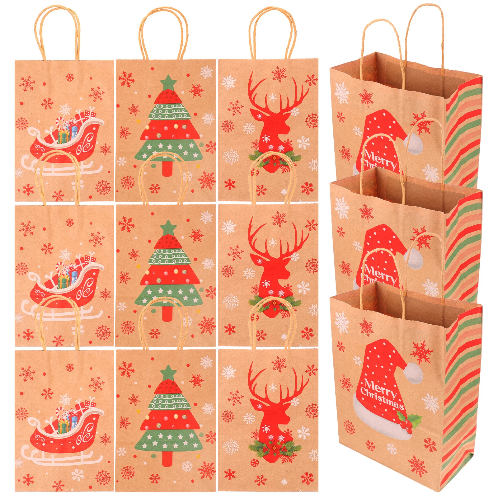 

12Pcs Christmas Gift Bags Paper Pouches for Family Friends Christmas Gift Bags Packing Pouches