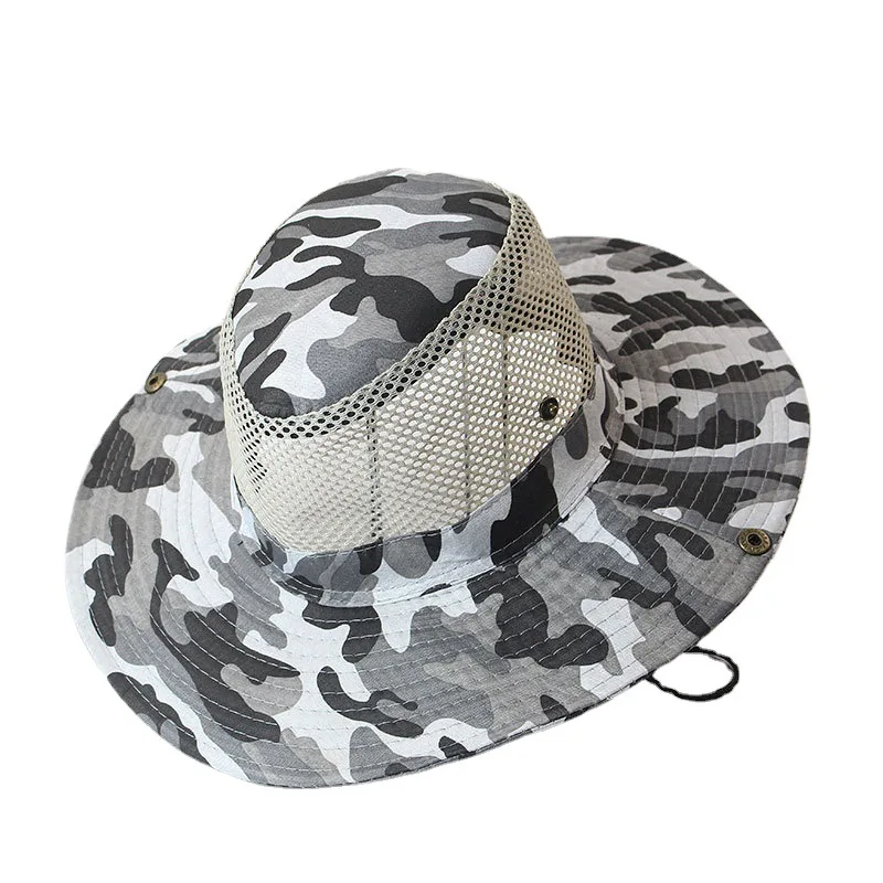 Men Women Summer Camouflage Foldable Sun Fisherman Hat Flanging Wide Brim Big Breathable Mesh Sunscreen Sport Fishing Cap B4