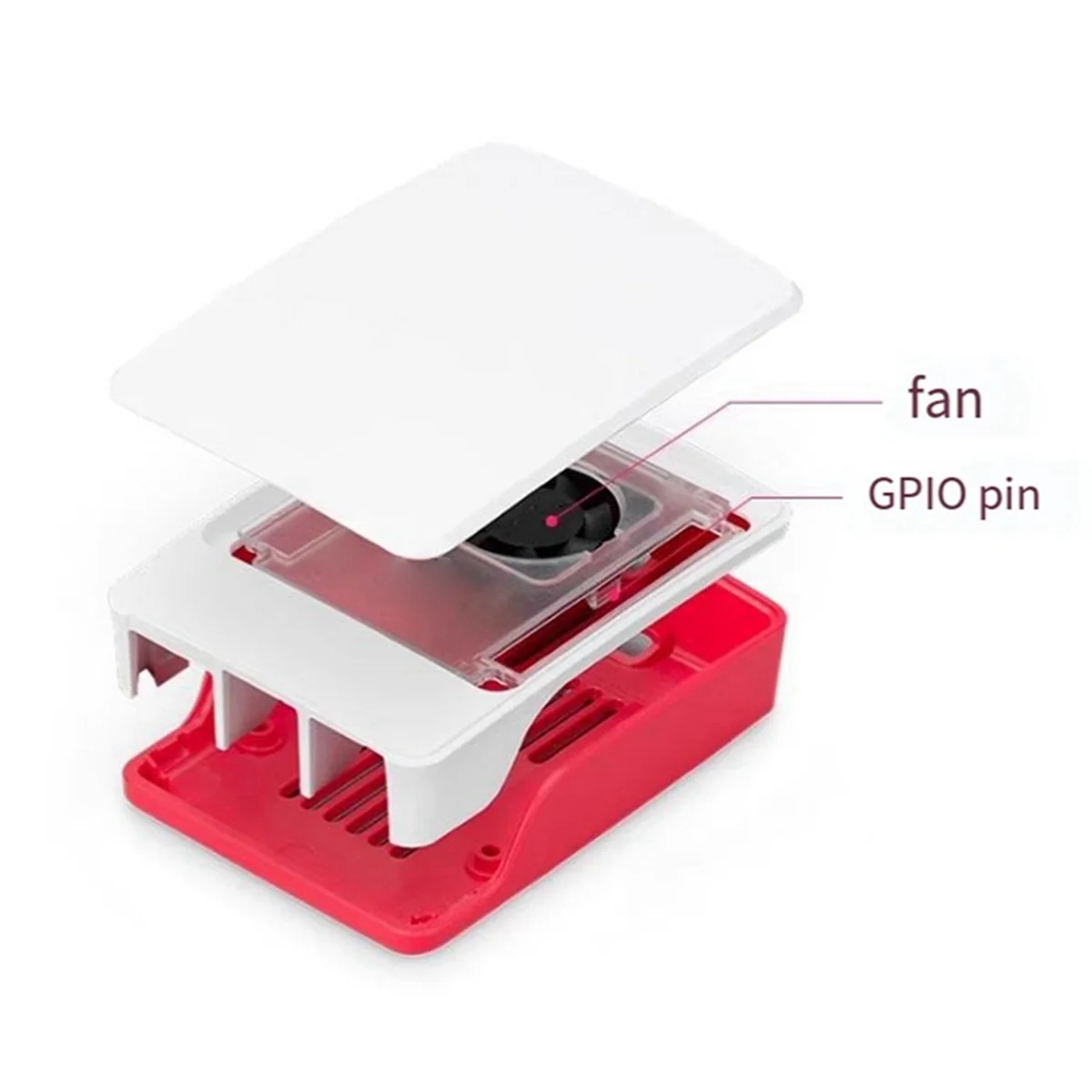 GOB-oFor Raspberry Pi génération 5 Pi5 boîtier Raspberry Pi boîtier multifonctionnel rouge blanc avec ventilateur de refroidissement