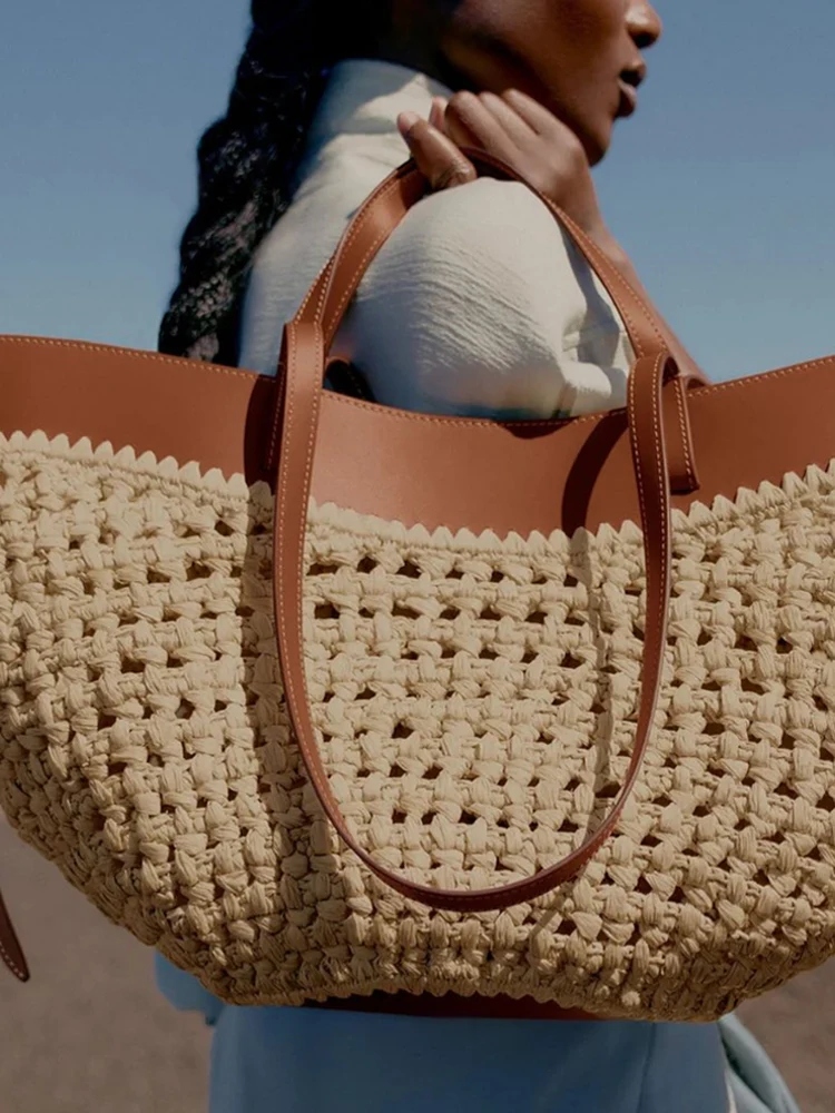 

Новинка 2025 года, тканая пляжная сумка-тоут с внутренней частью, большая ручная сумка Capaci на одно плечо, подмышки