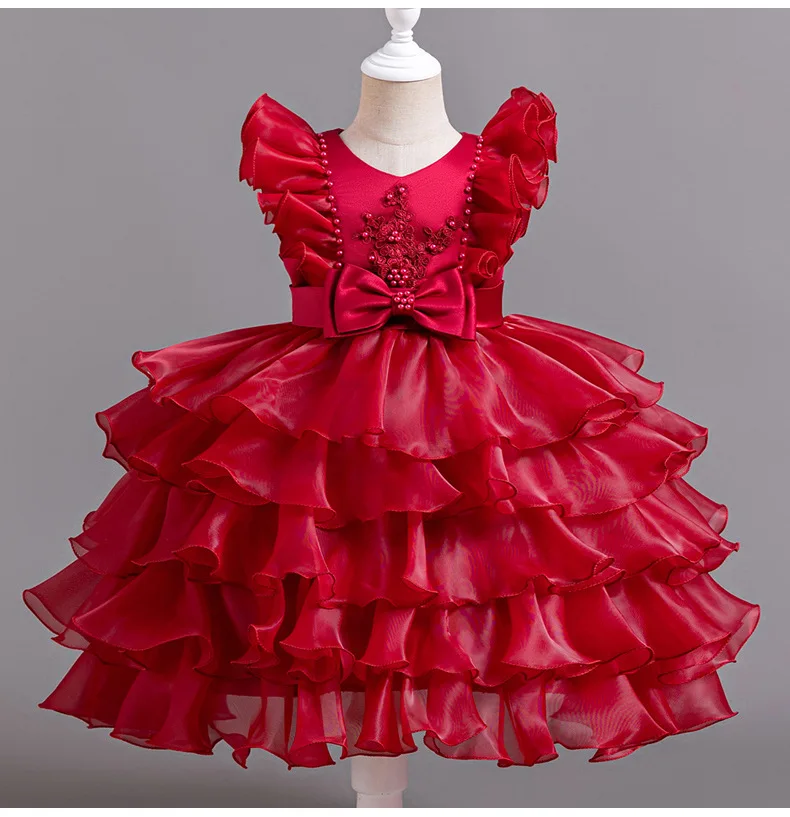 Girl Gala Dress for Wedding Children Princess Dresses Gown Christmas Kid\'s Clothes Tiered 3 to 12 Years