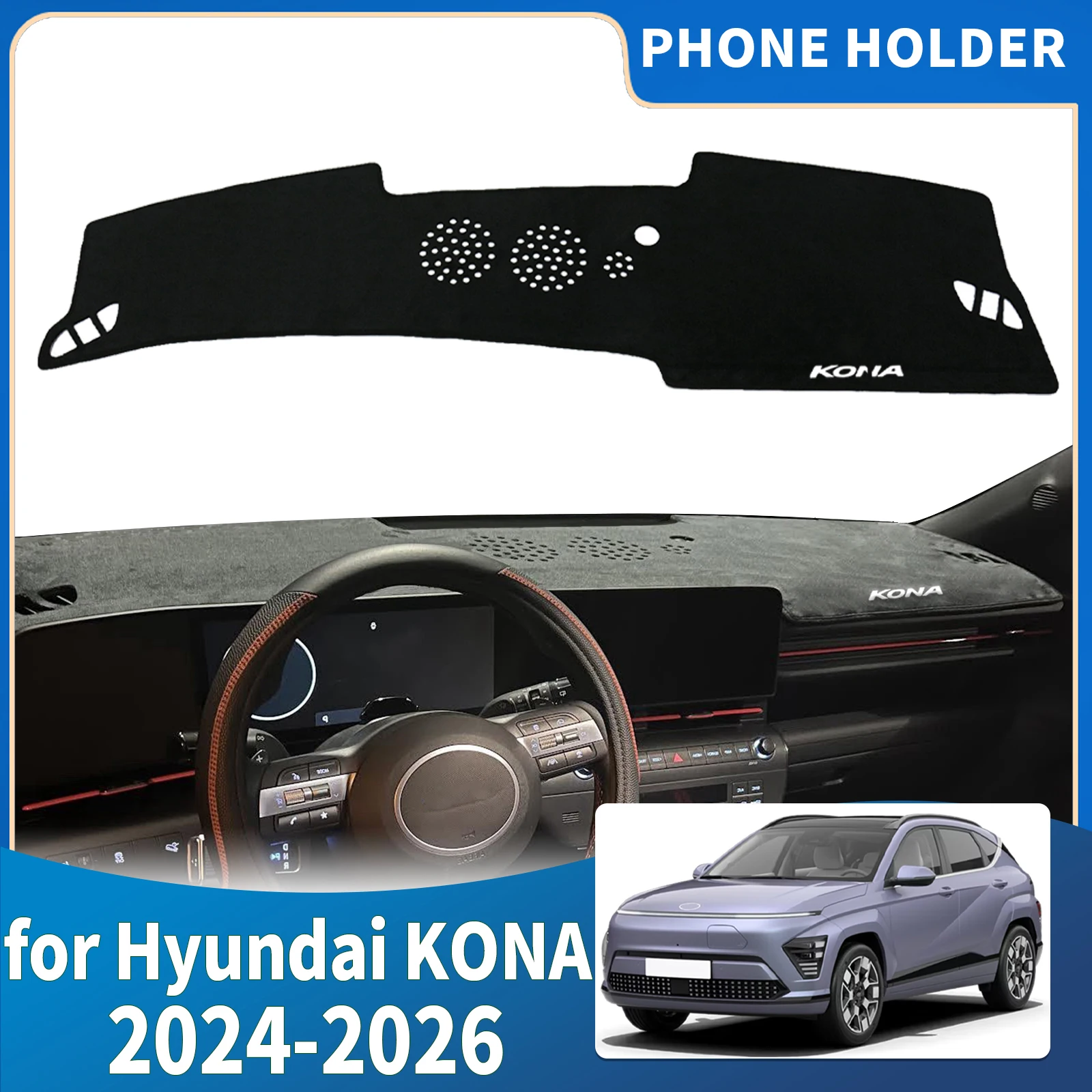 

fit for Hyundai KONA 2024-2026 Electric EV Car Accessories Dashmat Dashboard Cover Pad Protective Carpet DashMat Sunshade