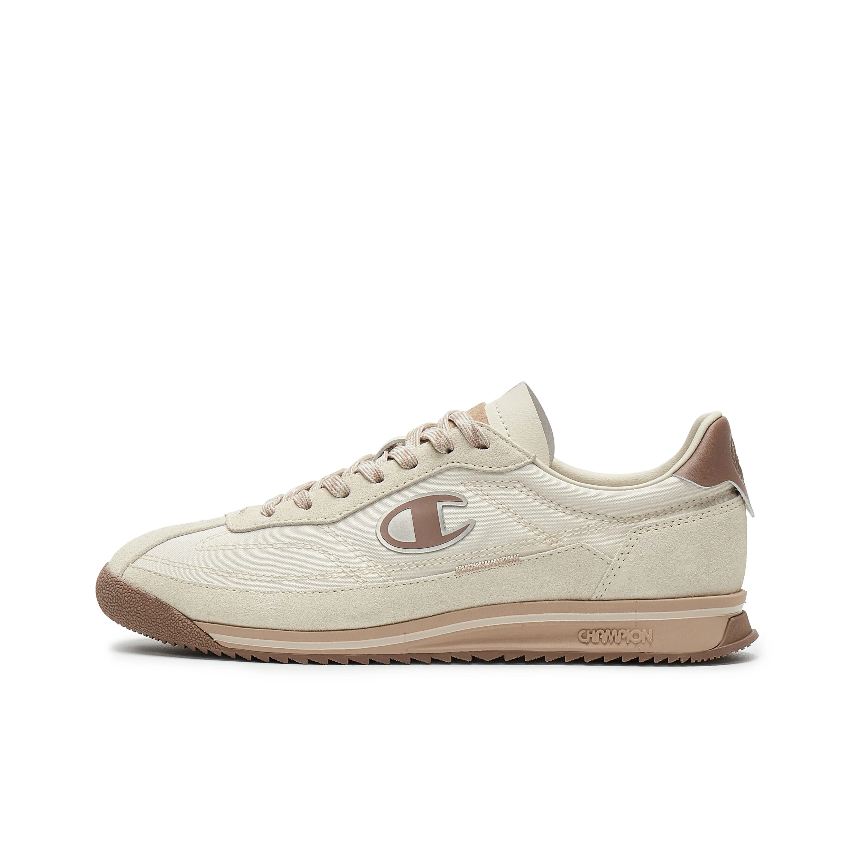 Champion Textile, Chaussures de course basses en cuir synthétique pour femme Lin/Cacao Mocha