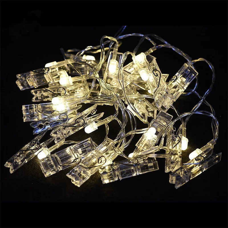 6 m 40 LEDs Lichterkette, Foto-Clip, Feengirlande, Lichterkette, batteriebetrieben, USB-betrieben, für Hochzeit, Geburtstag, Party, Weihnachtsdekoration 02 – Detail 8