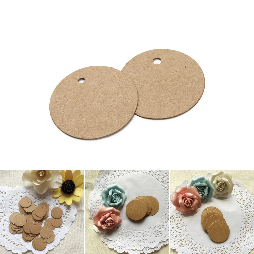 100 Pcs/lot 2cm Brown Round Kraft Paper Tags DIY Food Label Wedding Gift Decorating Tag Party Supplies