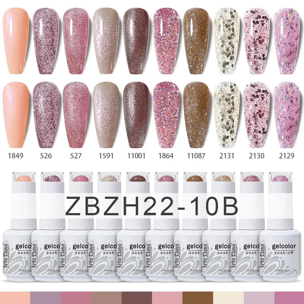 ArteClavo 15 مللي 10 قطعة مجموعة طلاء الأظافر هلام الربيع اللون شبه دائم UV LED هلام الورنيش نقع قبالة طلاء الأظافر تحتاج قاعدة معطف فوقي #4