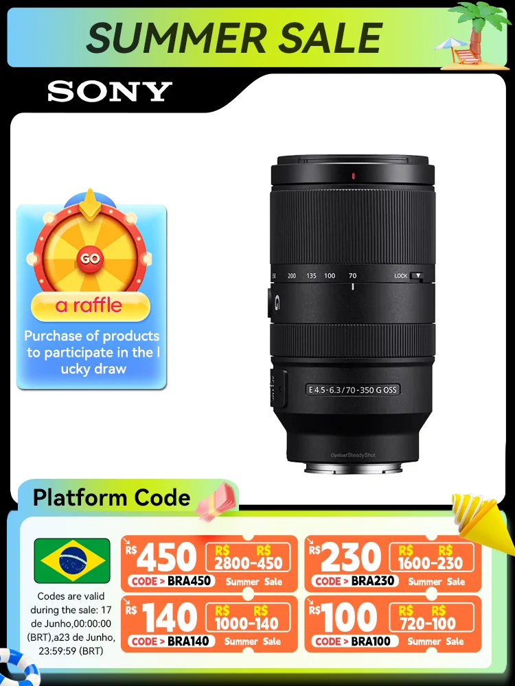 Sony E 70-350mm F4.5-6.3 G OSS APS-C Frame Super Telephoto Zoom G Lens For ZVE10 A6600 A6400 6000 SONY SEL70350G 70-350F4.5-6.3